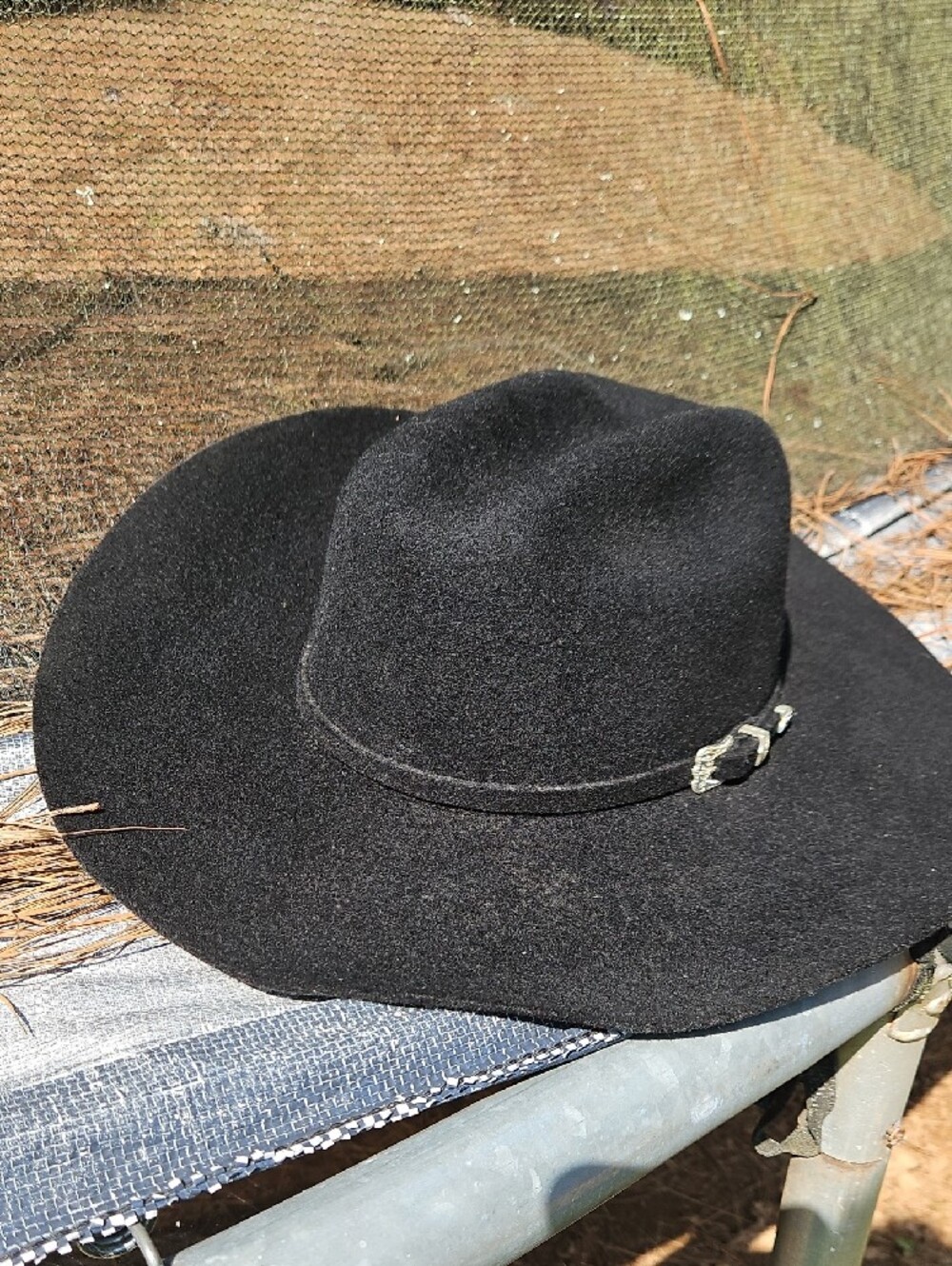Justin   XXX Black 100% Wool Felt Western Cowboy Hat  Silver Buckle